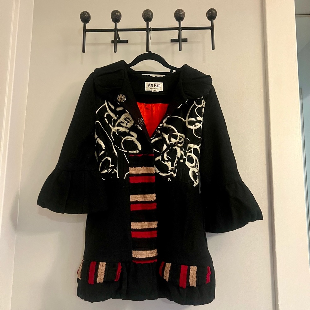 An Ren New York Black Coat with Beautiful Red Lining